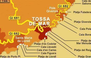 mapa calas tossa de mar mapa calas tossa de mar